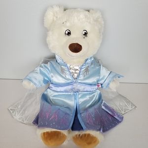 Build-A-Bear Disney Frozen Elsa 16" White Bear With Dress Brown Eyes BAB EUC